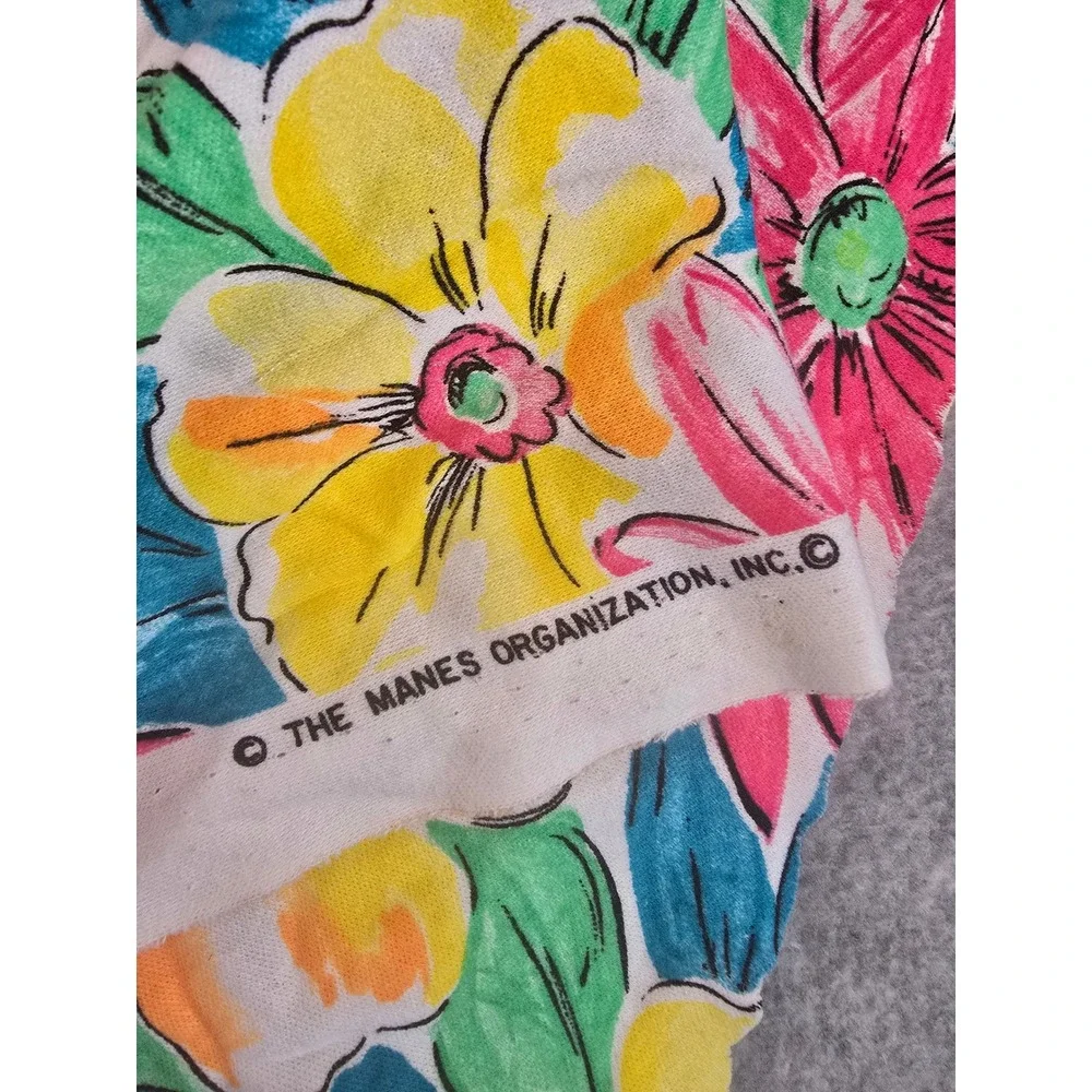 Vintage Floral Tropical Fabric 80s Manes Organization Pink Yellow 60x40 1.6 Yrds